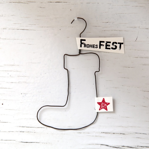 X-Mas Draht-Ornament "Stiefel Frohes Fest"