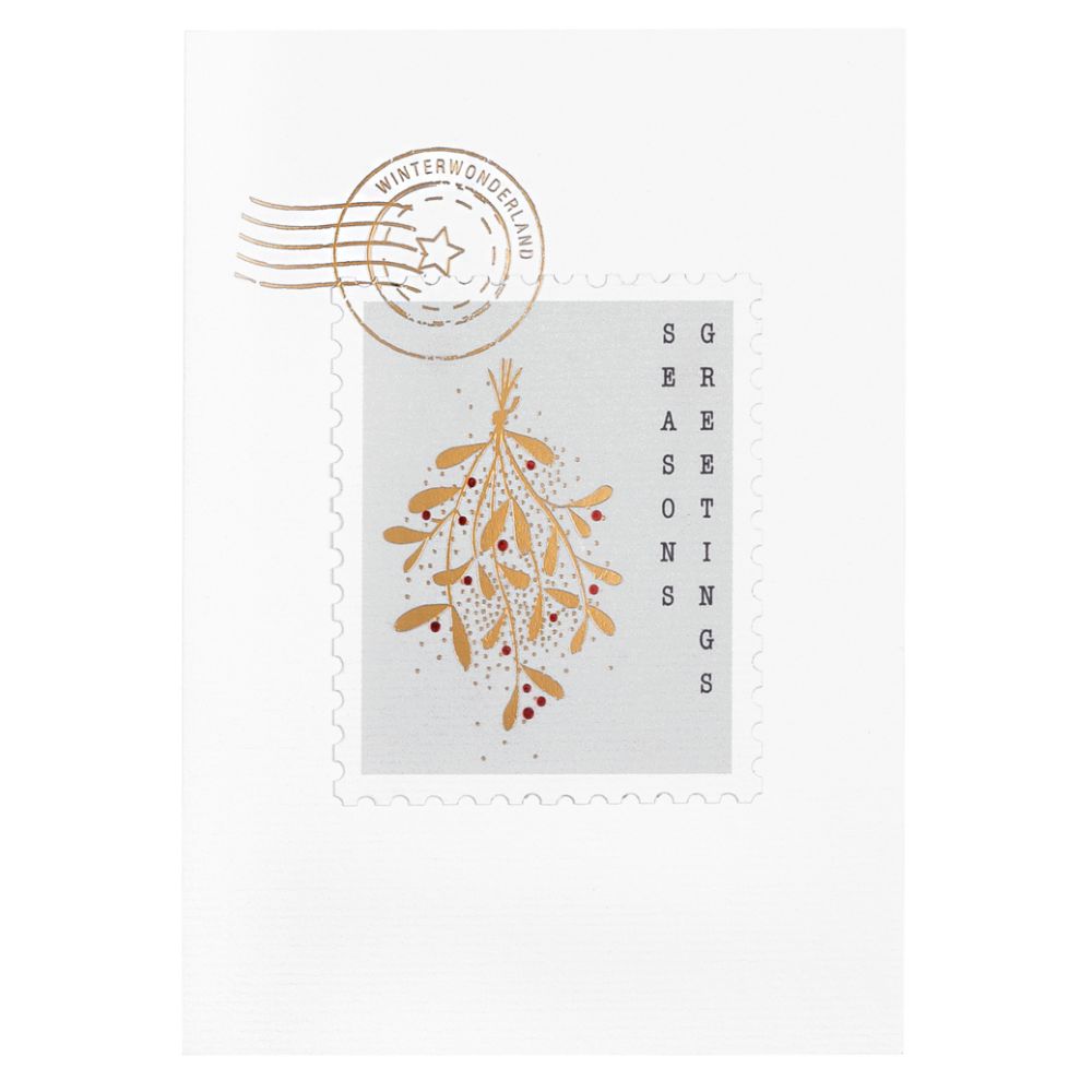 Briefmarkenkarte "Season Greetings"