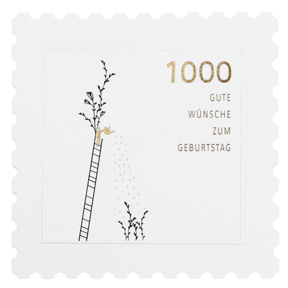 Briefmarkenkarte "1000 gute Wünsche"