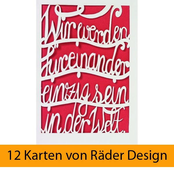 Hochzeitsschriftkarte "Wir werden füreinander einzig sein.." 12er Set