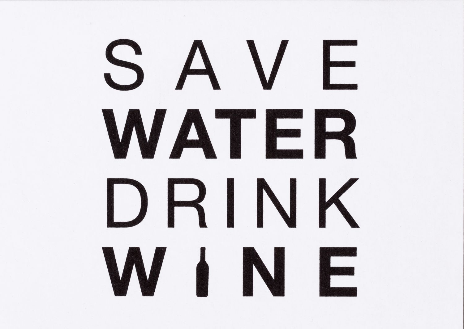 Weinkarte "Save water drink wine"