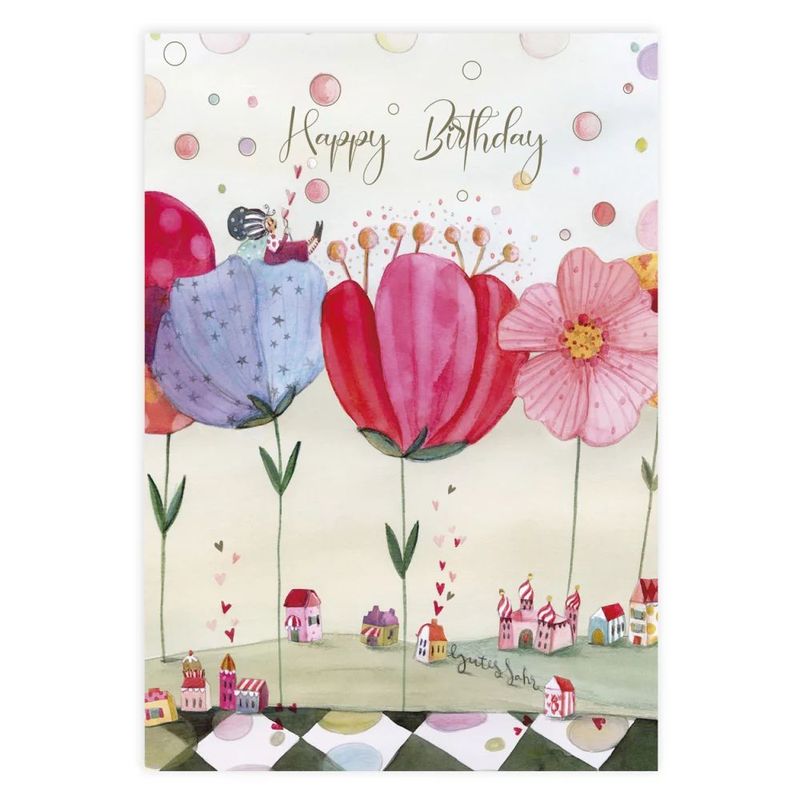 Postkarte Blumen "Happy Birthday"