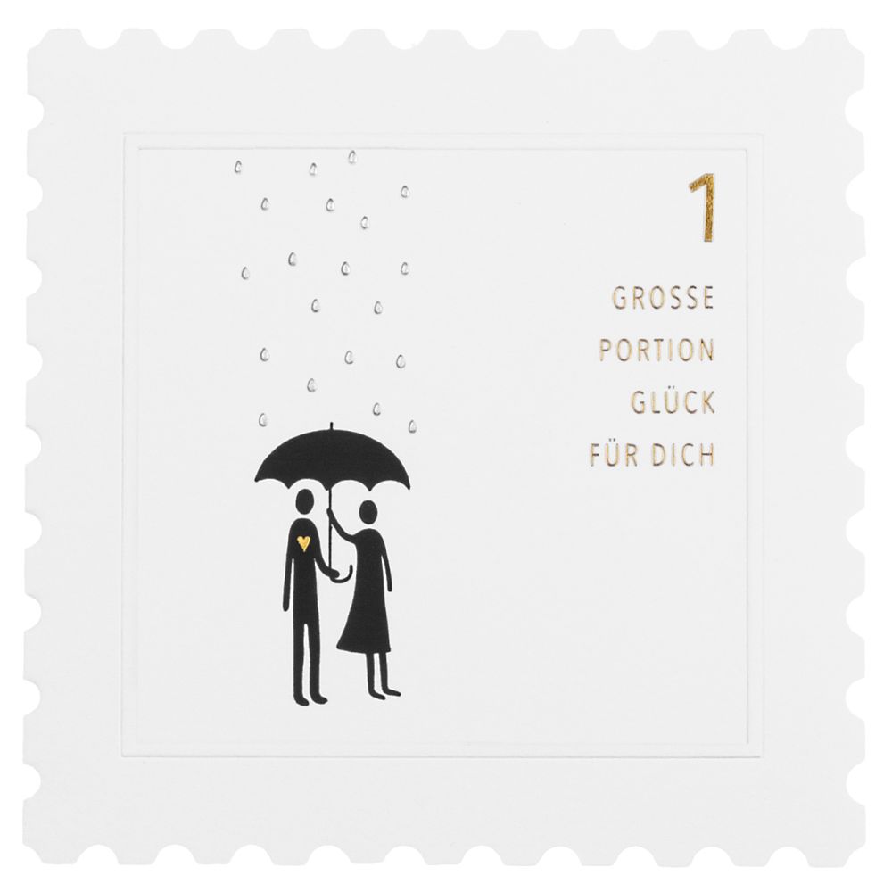 Briefmarkenkarte "1 große Portion Glück"