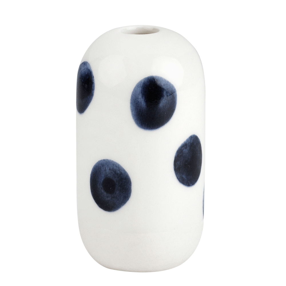 Tintenblau Kleine Vase "Punkte"