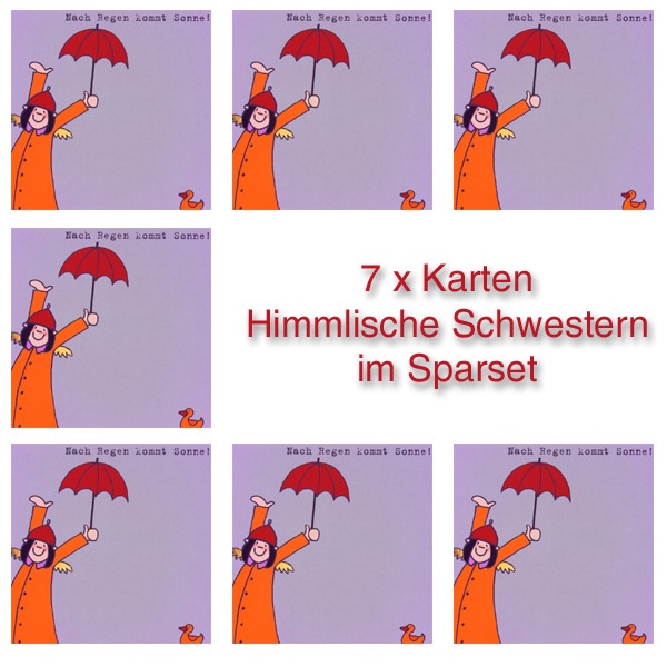 Himmlische Schwestern - Postkarte "Nach Regen kommt Sonne" 7er-Set