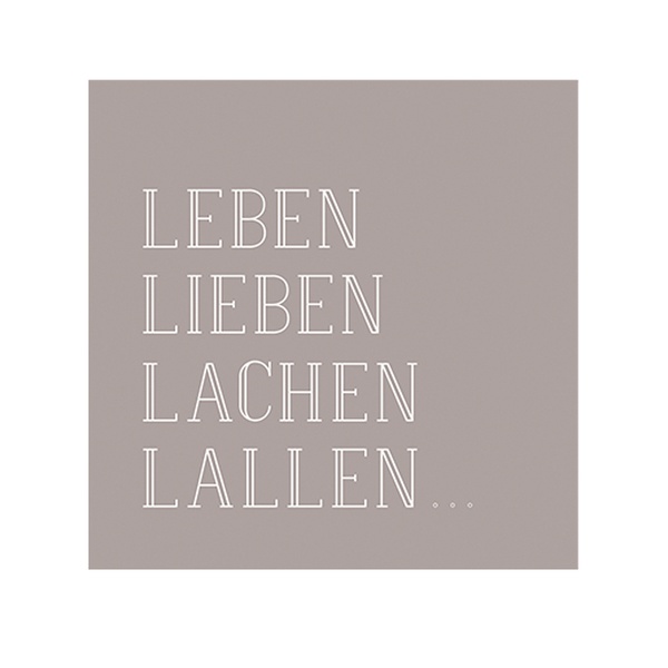 Poesie et Table Vino Serviette "Leben, Lieben, Lachen, Lallen"