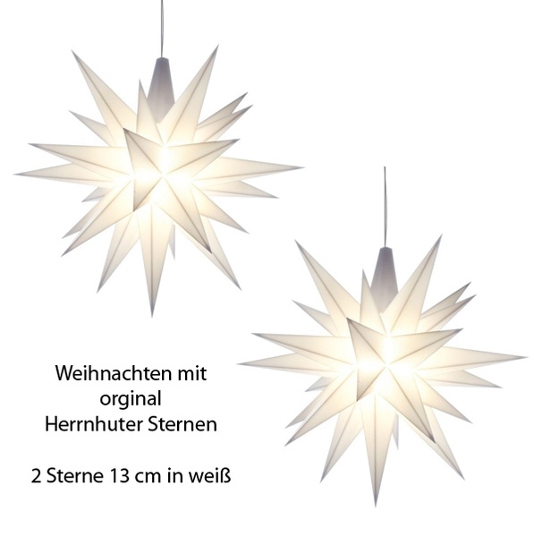 Herrnhuter Stern für Innen, Weiß 13 cm im 2er Set